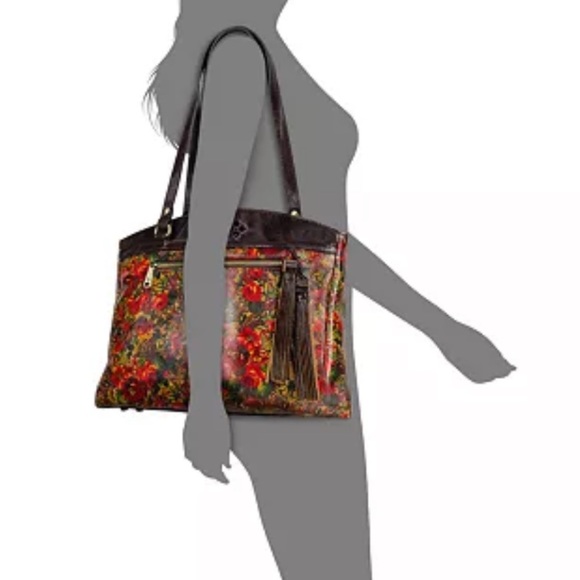 Patricia Nash poppy leather tote shoulder bag spring multi dark green - Picture 12 of 13